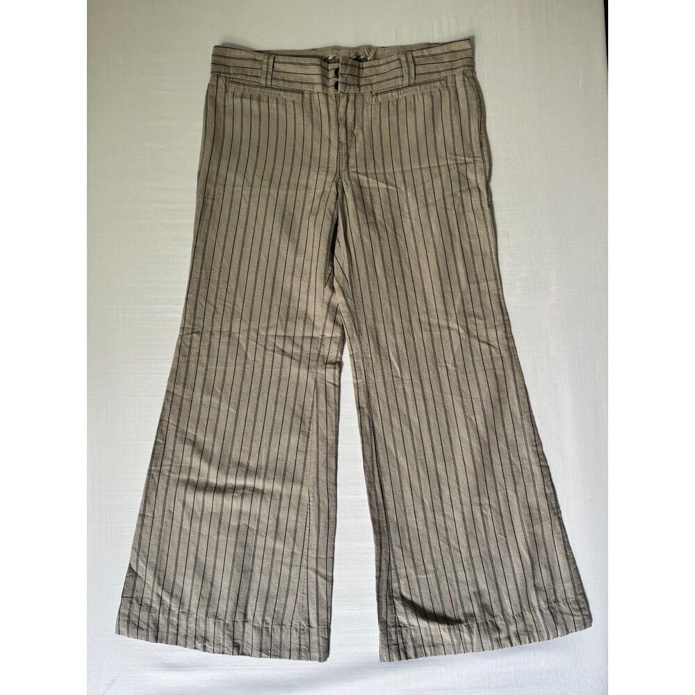 Y2K Old Navy Striped Wide-Leg Linen Blend Pants | Size 14R